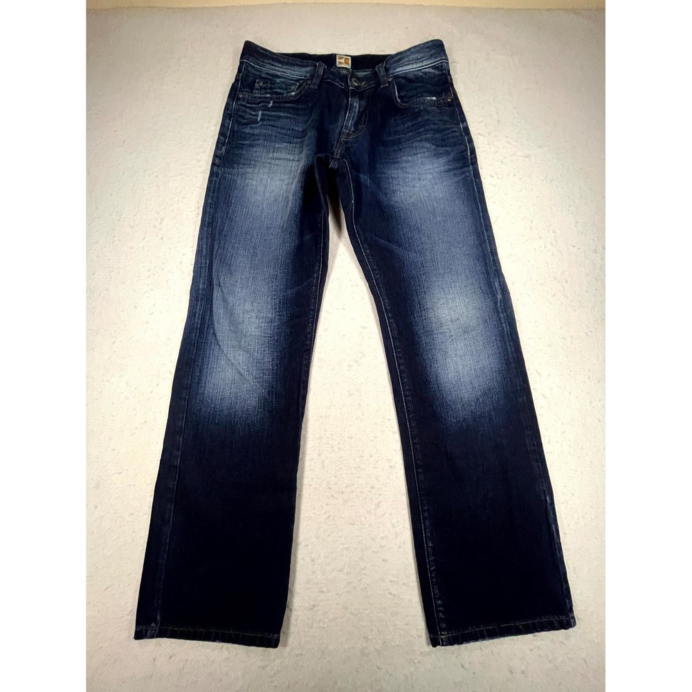 Y2K Hugo Boss Orange 25 Jeans Mens 32x30 Blue Dark Wash Regular Fit Straight Leg